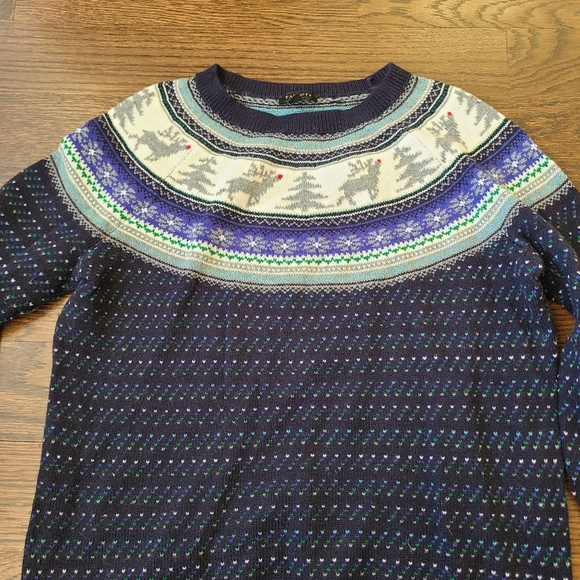 Talbots Navy Blue Fair Isle Sweater Women's Size S - Picture 2 of 9